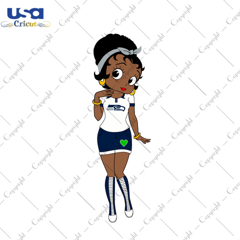 Messy Bun Black Girl Seattle Seahawks Fan Diy Crafts Svg Files For Cricut, Silhouette Sublimation Files - USA Cricut