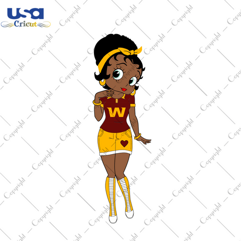 Messy Bun Black Girl Washington Football Team Fan Diy Crafts Svg Files For Cricut, Silhouette Sublimation Files - USA Cricut