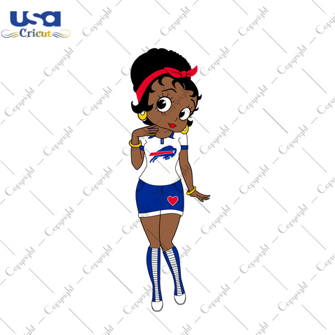 Messy Bun Black Girl Buffalo Bills Fan Diy Crafts Svg Files For Cricut, Silhouette Sublimation Files - USA Cricut