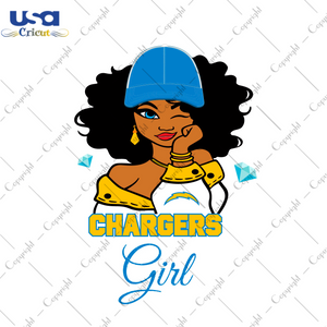 Nfl Afro Girl Wear Cap Chargers Fan Diy Crafts Svg Files For Cricut, Silhouette Sublimation Files - USA Cricut