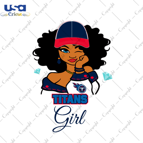 Nfl Afro Girl Wear Cap Titans Fan Diy Crafts Svg Files For Cricut, Silhouette Sublimation Files - USA Cricut