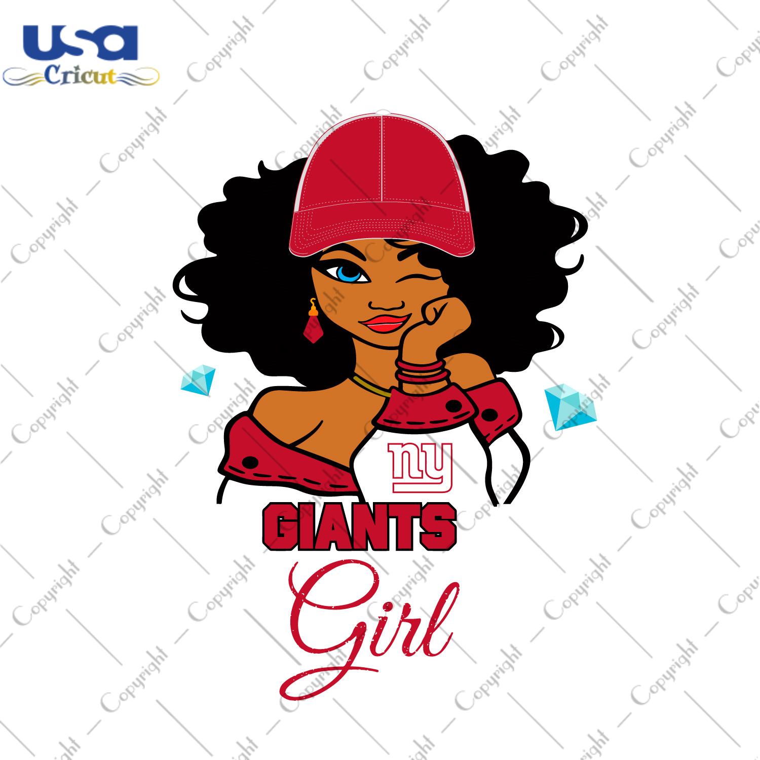 Nfl Afro Girl Wear Cap Giants Fan Diy Crafts Svg Files For Cricut, Silhouette Sublimation Files - USA Cricut