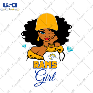 Nfl Afro Girl Wear Cap Rams Fan Diy Crafts Svg Files For Cricut, Silhouette Sublimation Files - USA Cricut