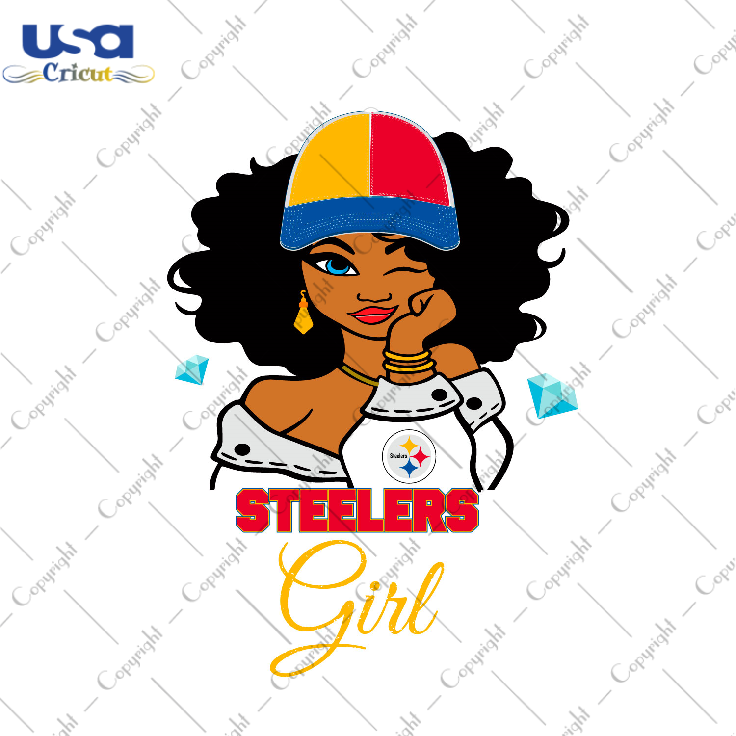 Nfl Afro Girl Wear Cap Steelers Fan Diy Crafts Svg Files For Cricut, Silhouette Sublimation Files - USA Cricut