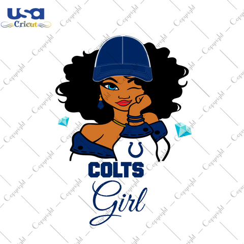 Nfl Afro Girl Wear Cap Colts Fan Diy Crafts Svg Files For Cricut, Silhouette Sublimation Files - USA Cricut