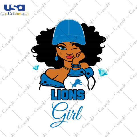 Nfl Afro Girl Wear Cap Lions Fan Diy Crafts Svg Files For Cricut, Silhouette Sublimation Files - USA Cricut