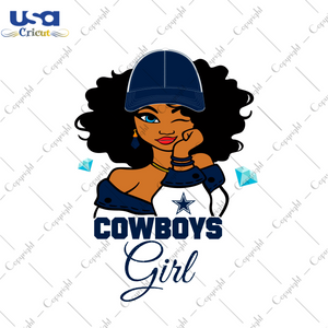 Nfl Afro Girl Wear Cap Cowboys Fan Diy Crafts Svg Files For Cricut, Silhouette Sublimation Files - USA Cricut