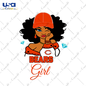 Nfl Afro Girl Wear Cap Bears Fan Diy Crafts Svg Files For Cricut, Silhouette Sublimation Files - USA Cricut