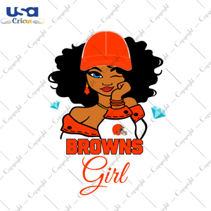 Nfl Afro Girl Wear Cap Browns Fan Diy Crafts Svg Files For Cricut, Silhouette Sublimation Files - USA Cricut