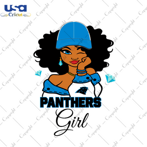 Nfl Afro Girl Wear Cap Panthers Fan Diy Crafts Svg Files For Cricut, Silhouette Sublimation Files - USA Cricut