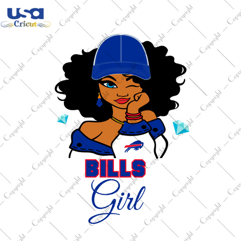 Nfl Afro Girl Wear Cap Bills Fan Diy Crafts Svg Files For Cricut, Silhouette Sublimation Files - USA Cricut