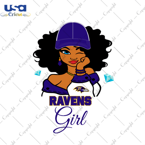 Nfl Afro Girl Wear Cap Ravens Fan Diy Crafts Svg Files For Cricut, Silhouette Sublimation Files - USA Cricut