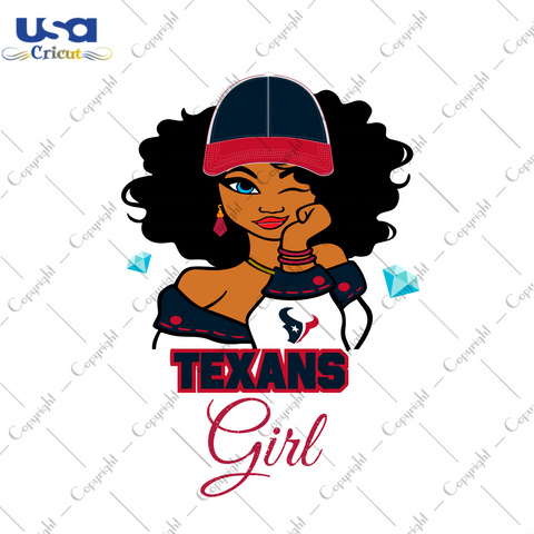 Nfl Afro Girl Wear Cap Texans Fan Diy Crafts Svg Files For Cricut, Silhouette Sublimation Files - USA Cricut