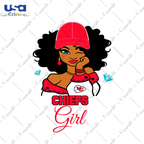 Nfl Afro Girl Wear Cap Chiefs Fan Diy Crafts Svg Files For Cricut, Silhouette Sublimation Files - USA Cricut