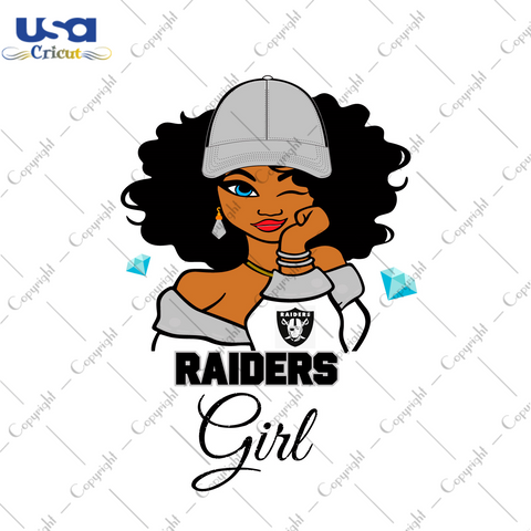 Nfl Afro Girl Wear Cap Raiders Fan Diy Crafts Svg Files For Cricut, Silhouette Sublimation Files - USA Cricut