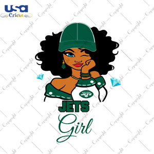 Nfl Afro Girl Wear Cap Jets Fan Diy Crafts Svg Files For Cricut, Silhouette Sublimation Files - USA Cricut