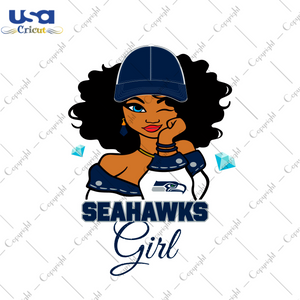 Nfl Afro Girl Wear Cap Seahawks Fan Diy Crafts Svg Files For Cricut, Silhouette Sublimation Files - USA Cricut