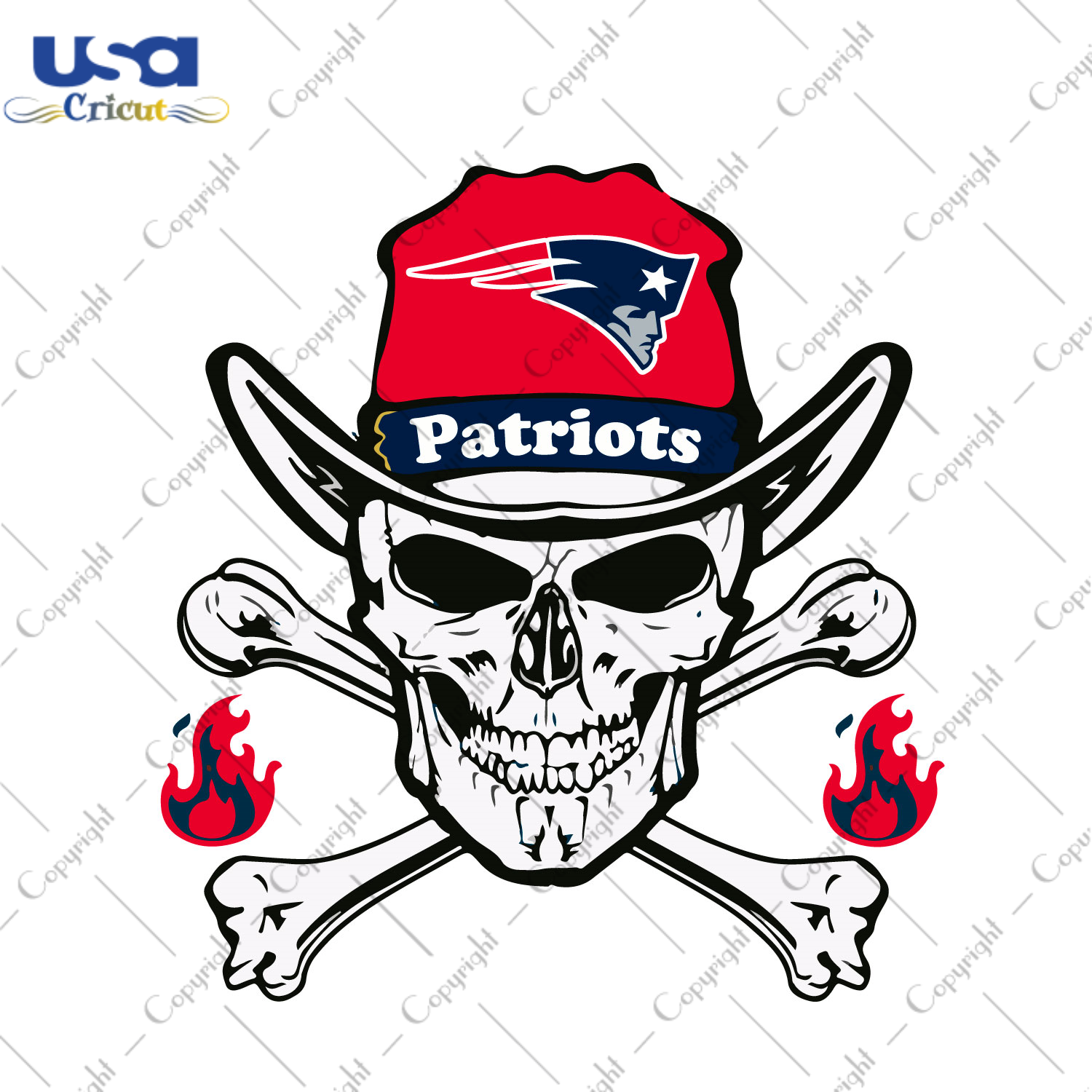 Nfl New England Patriots Skull Gift Diy Crafts Svg Files For Cricut, Silhouette Sublimation Files - USA Cricut