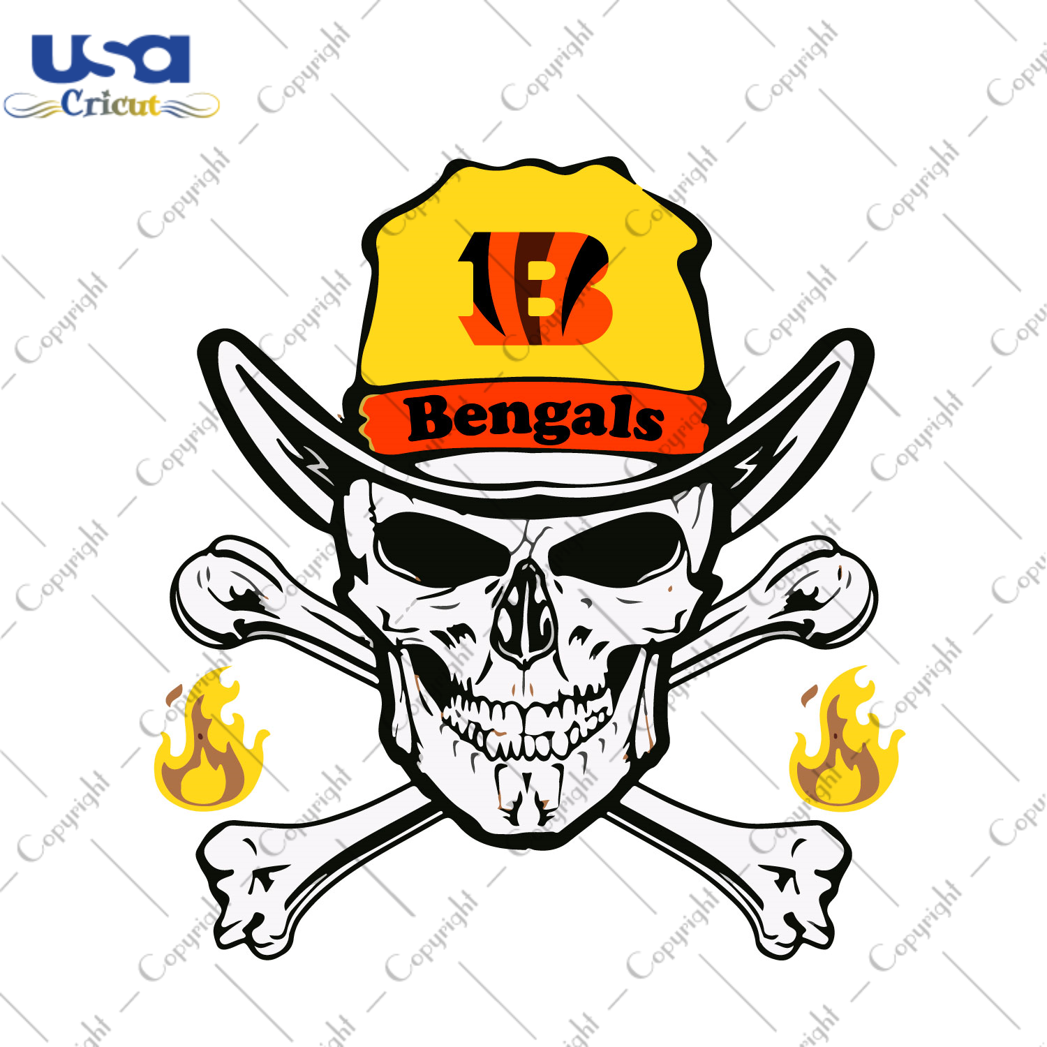 Nfl Cincinnati Bengals Skull Fan Gifts Diy Crafts Svg Files For Cricut, Silhouette Sublimation Files - USA Cricut