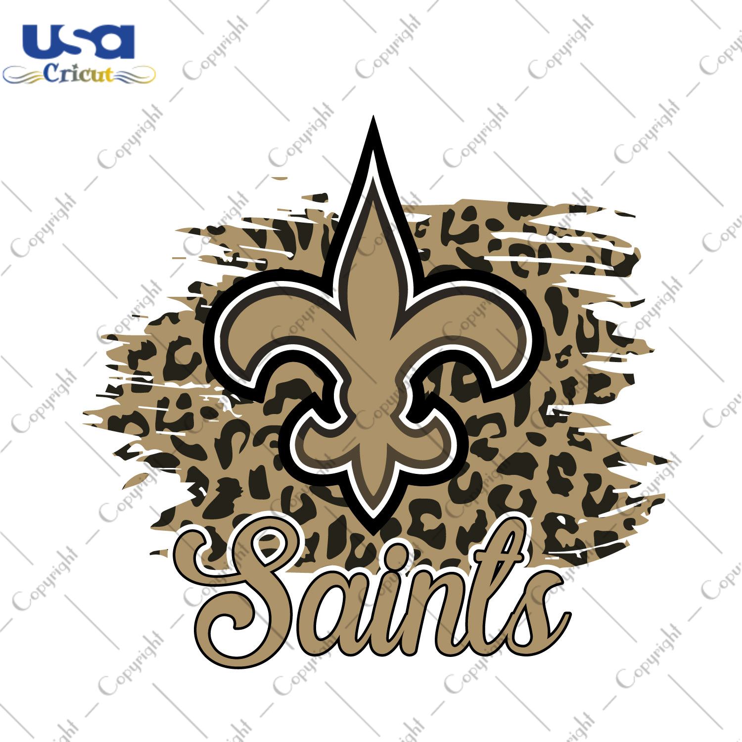 Nfl New Orleans Saints Logo Leopard Pattern Print Diy Crafts Svg Files For Cricut, Silhouette Sublimation Files - USA Cricut