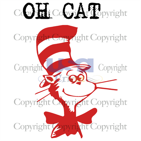 Oh Cat, Dr. Seuss Svg, Reading Festival, Dr. Seuss Fabric, SVG Cricut & Silhouette Sublimation files Instant Download Version - USA Cricut