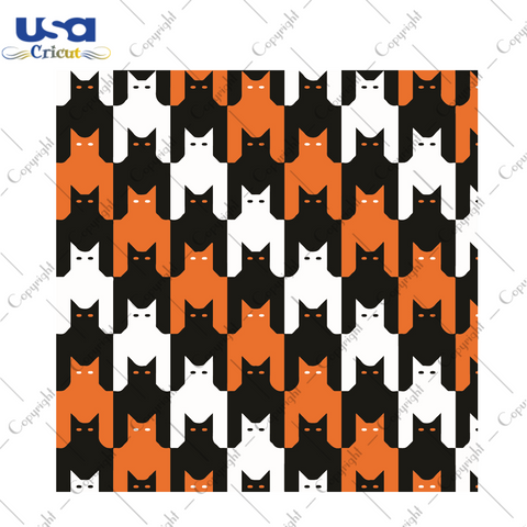 Halloween Cat Pattern Diy Crafts Svg Files For Cricut, Silhouette Sublimation Files - USA Cricut