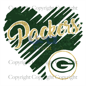 Packers Heart Svg, Green Bay Packers Team, Green Bay Packers Logo Design Svg,SVG files for cricut Instant Download Version - USA Cricut