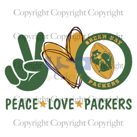 Peace Love Packers Svg, Packers Logo Design, Peace And Love, SVG files for cricut Instant Download Version - USA Cricut