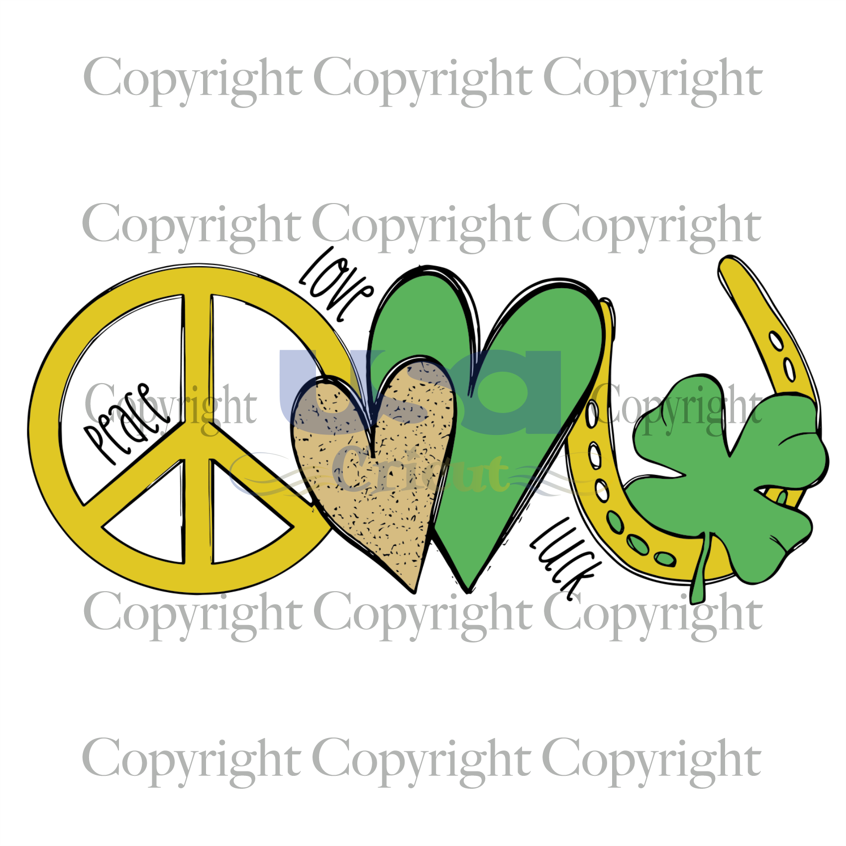 Peace love Luck, Hippie svg, Inspirational shirt svg, Patricks Day gift svg, SVG files for cricut Instant Download Version - USA Cricut