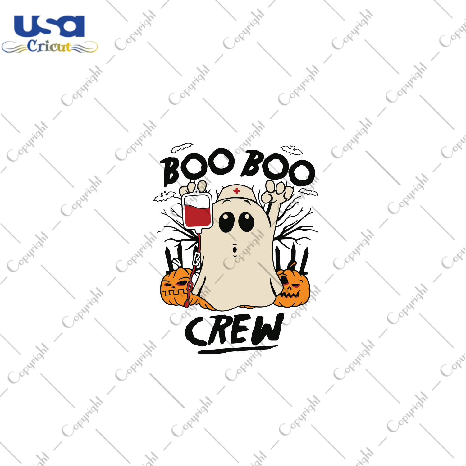 Pumpkin Boo Boo Crew, Halloween Svg, Halloween Gift, Halloween Shirt, Halloween Day, Gift For Halloween, Blood Bag Svg, Pumpkin Svg, Cute Pumpkin, Boo Svg, Boo Nures, Cute Boo - USA Cricut