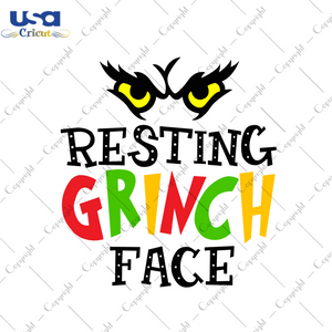 Resting Grinch Face, Christmas Svg, Black Polka Dots Grinch Svg, Grinch Face Svg, Grinch Svg, Merry Christmas, Christmas Grinch, Resting Saying Vector, Christmas Gifts, Christmas Holiday, Chr