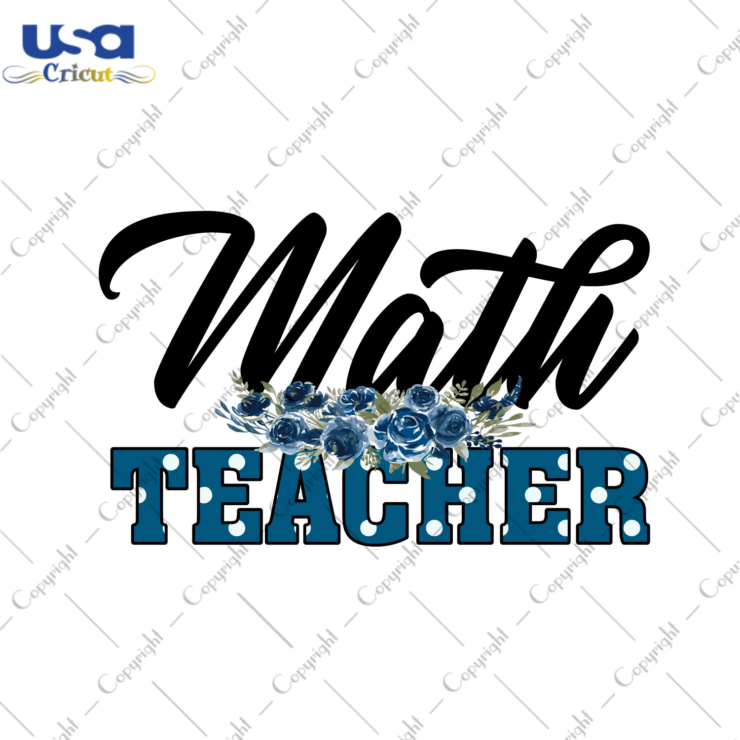 Math Teacher Blue Polka White Dot Font Diy Crafts Svg Files For Cricut, Silhouette Sublimation Files - USA Cricut