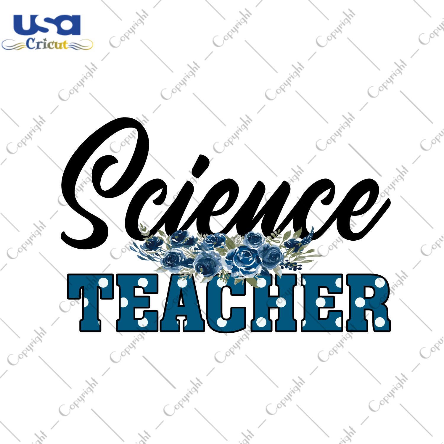 Science Teacher Blue Polka White Dot Font Diy Crafts Svg Files For Cricut, Silhouette Sublimation Files - USA Cricut