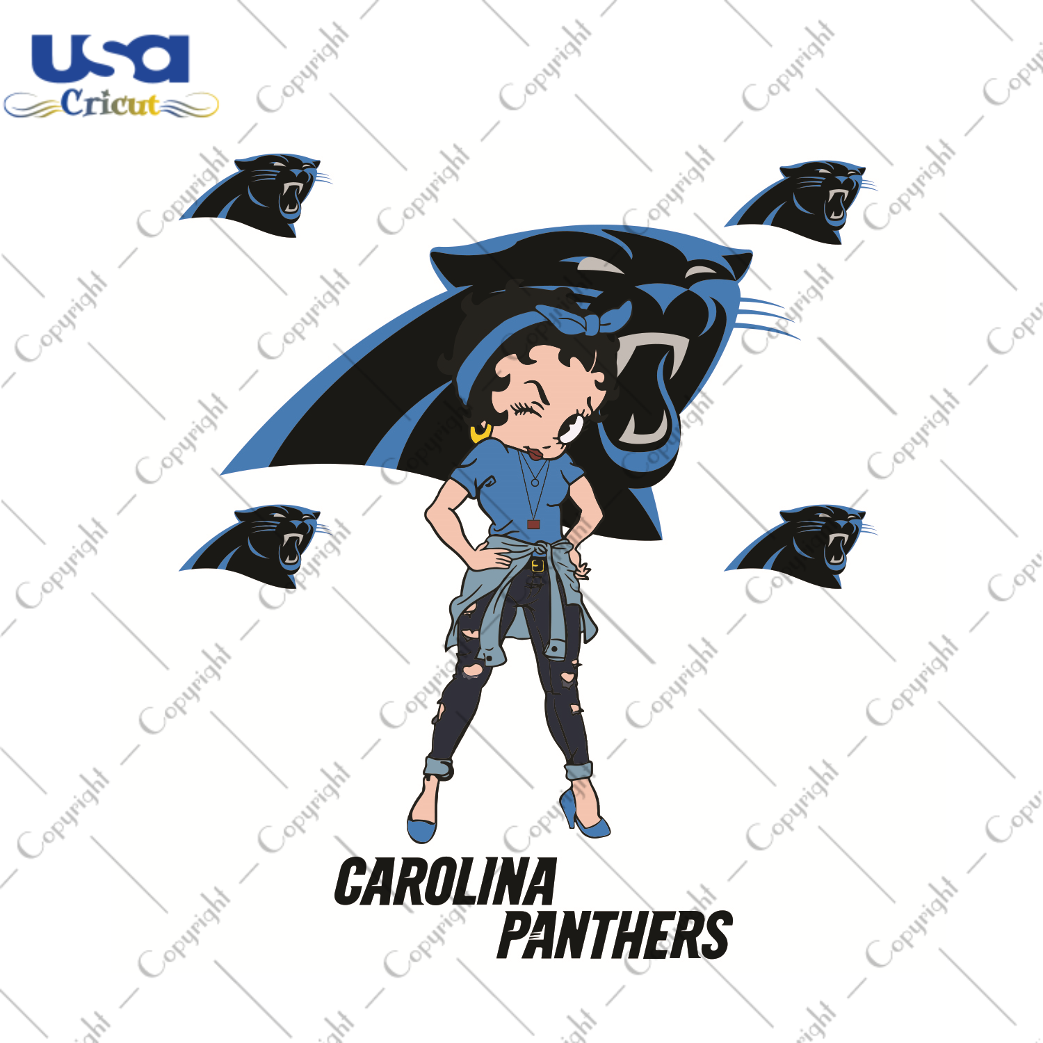 Betty Boop Carolina Panthers Sport Gift Diy Crafts Svg Files For Cricut, Silhouette Sublimation Files