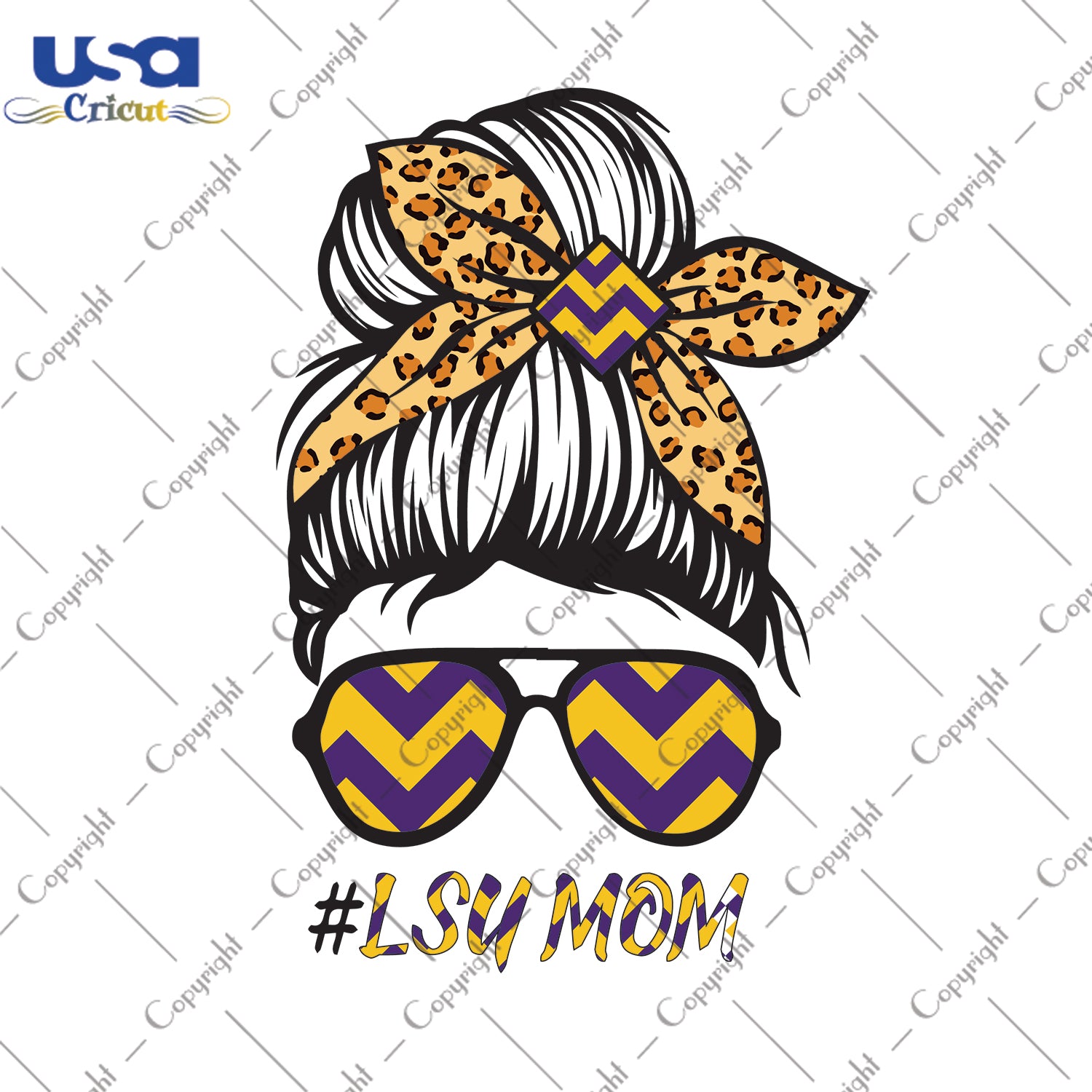 LSU Mom LSU Tigers Logo Sport Messy Bun Gifts, LSU Shirt For Mom Svg File Diy Crafts Svg Files For Cricut, Silhouette Sublimation Files - USA Cricut