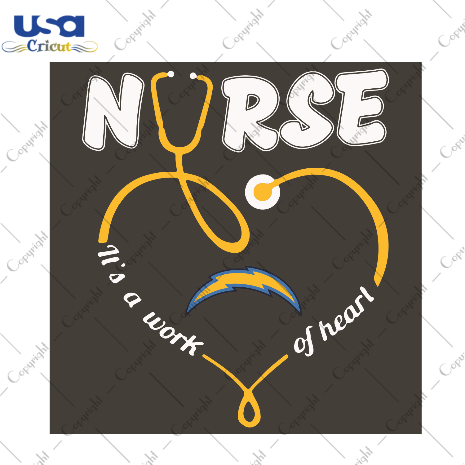 Nurse It Is A Work Of Heart Los Angeles Chargers Sport Gift Diy Crafts Svg Files For Cricut, Silhouette Sublimation Files