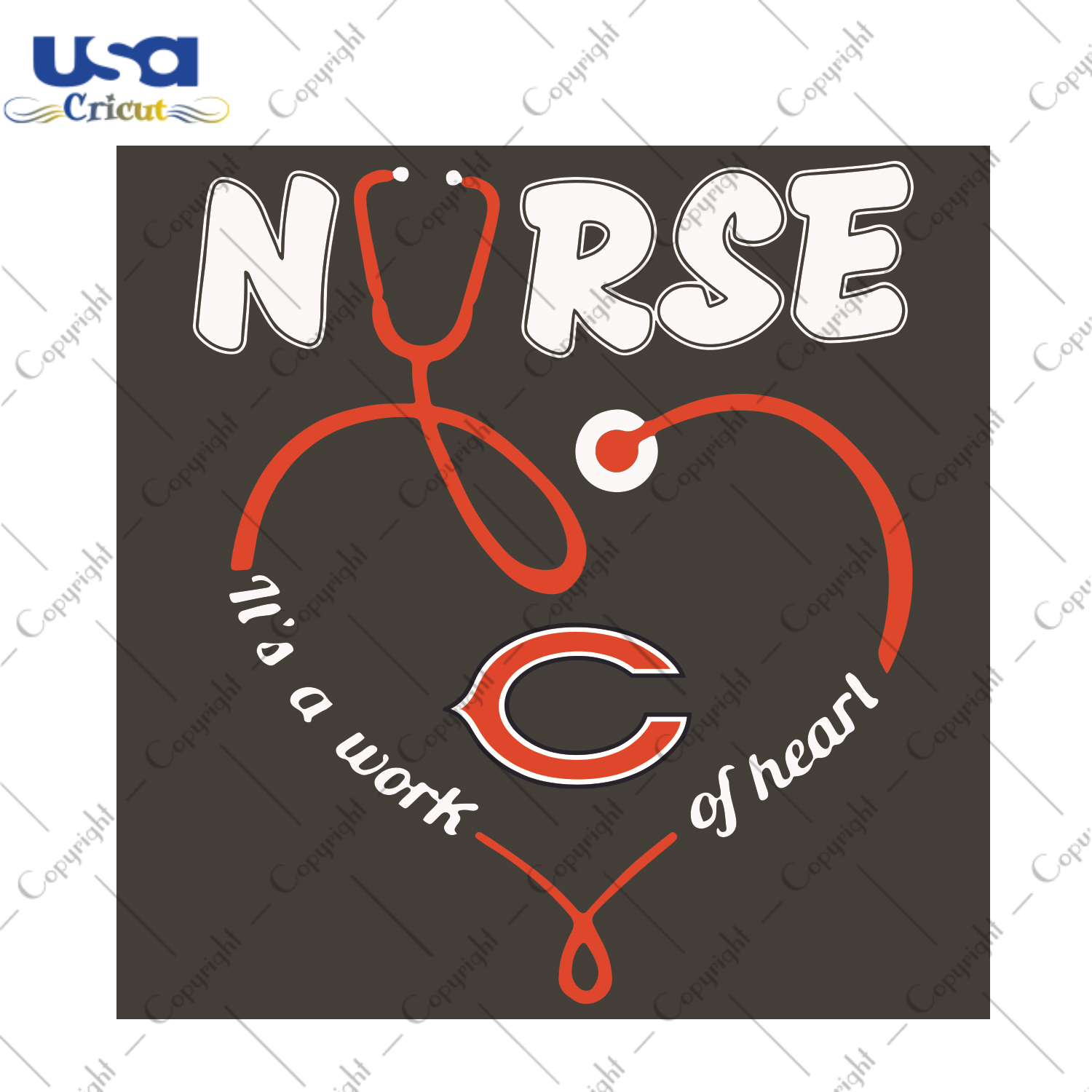 Nurse It Is A Work Of Heart Chicago Bears Sport Gift Diy Crafts Svg Files For Cricut, Silhouette Sublimation Files