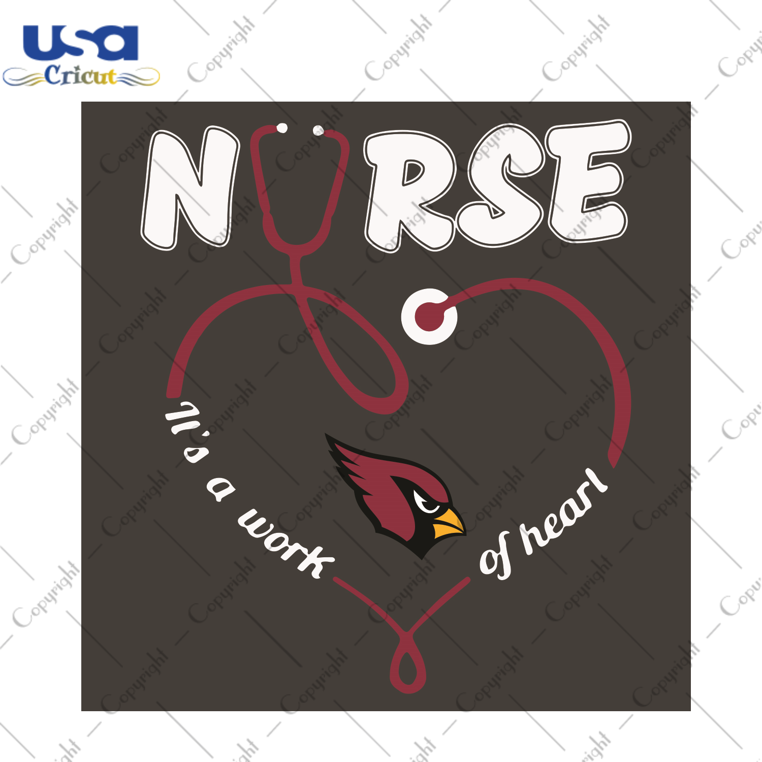 Nurse It Is A Work Of Heart Arizona Cardinals Sport Gift Diy Crafts Svg Files For Cricut, Silhouette Sublimation Files