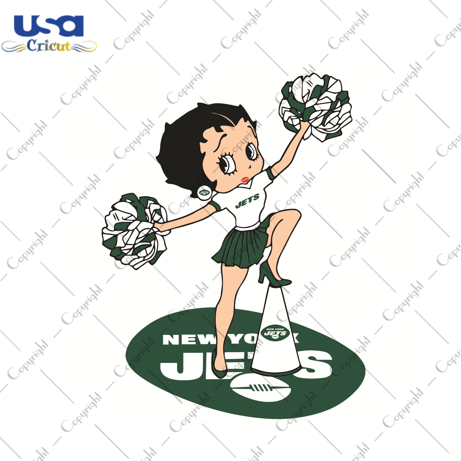 Cheer Betty Boop New York Jets Sport Gift Diy Crafts Svg Files For Cricut, Silhouette Sublimation Files