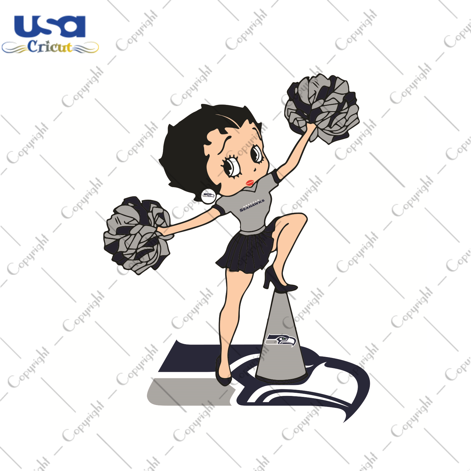 Cheer Betty Boop Seattle Seahawks Sport Gift Diy Crafts Svg Files For Cricut, Silhouette Sublimation Files