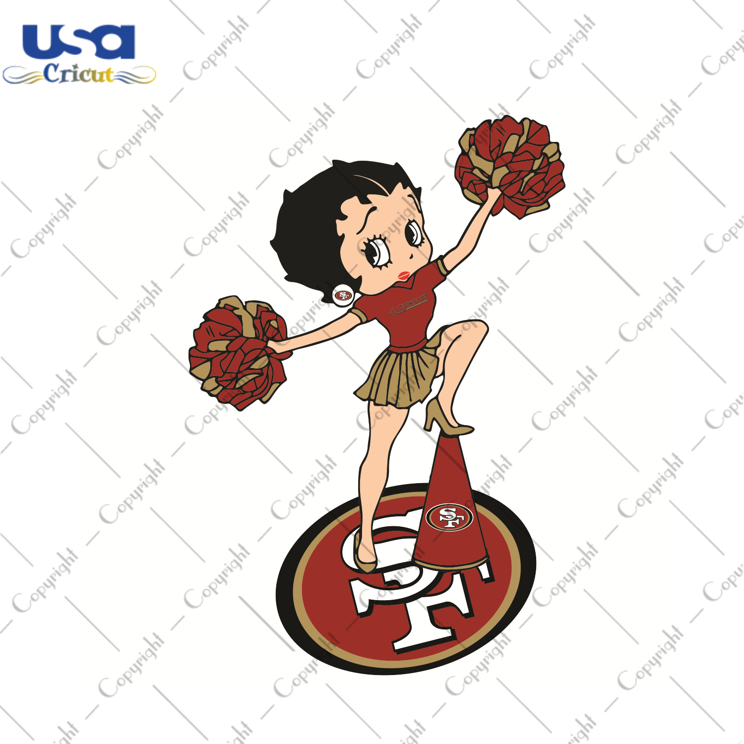 Cheer Betty Boop San Francisco 49ers Sport Gift Diy Crafts Svg Files For Cricut, Silhouette Sublimation Files