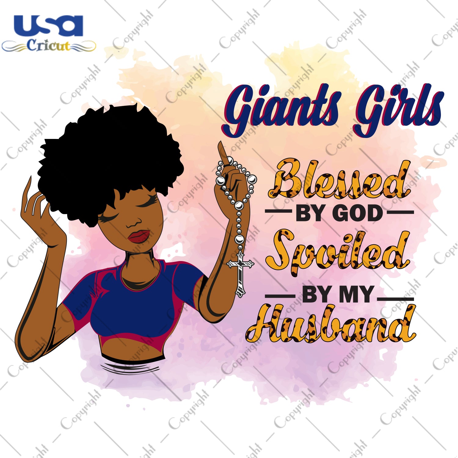 Giants Girls Blessed By God Spoiled By My Husband New York Giants, Shirt For Black Girl Svg File Diy Crafts Svg Files For Cricut, Silhouette Sublimation Files - USA Cricut