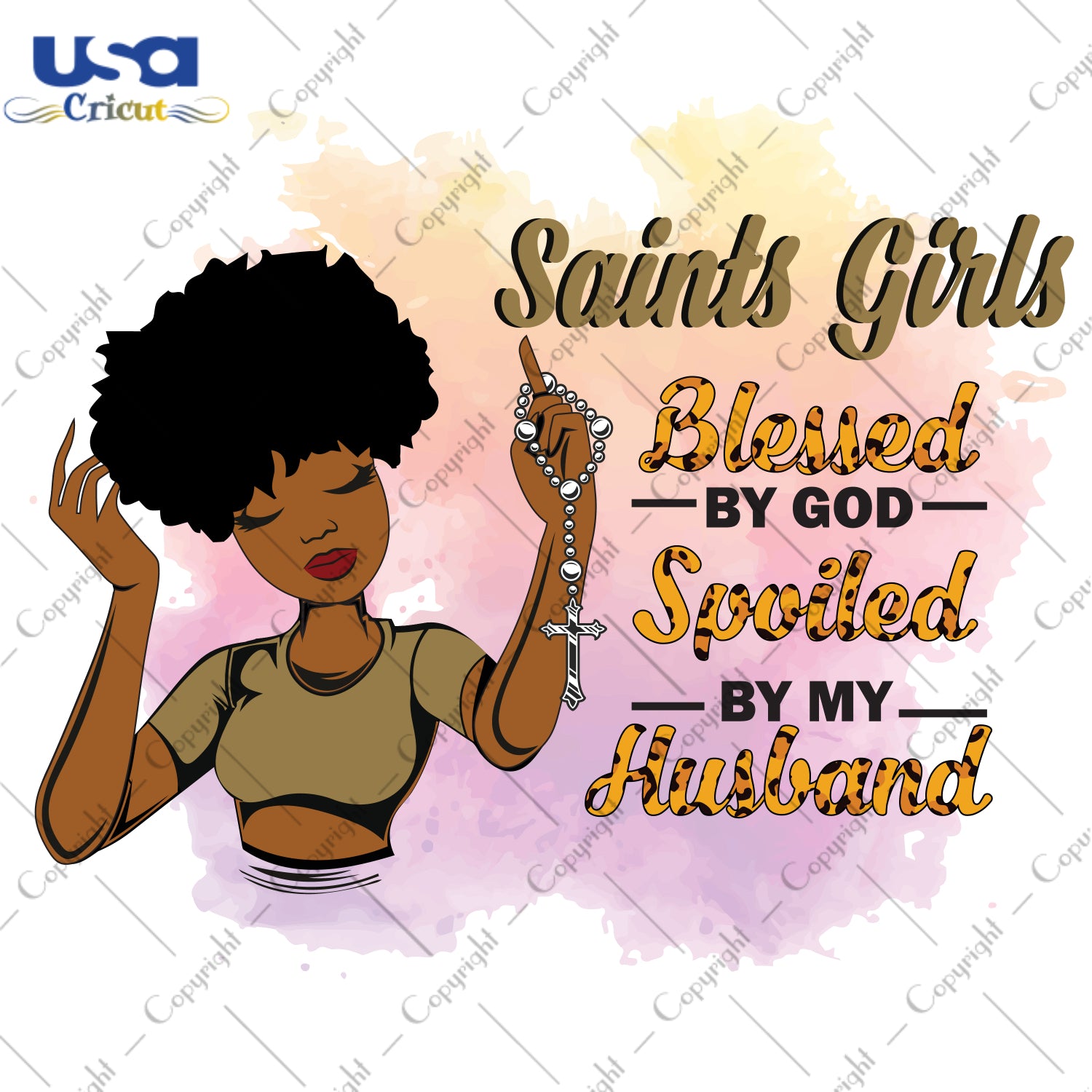 Saints Girls Blessed By God Spoiled By My Husband New Orleans Saints, Shirt For Black Girl Svg File Diy Crafts Svg Files For Cricut, Silhouette Sublimation Files - USA Cricut