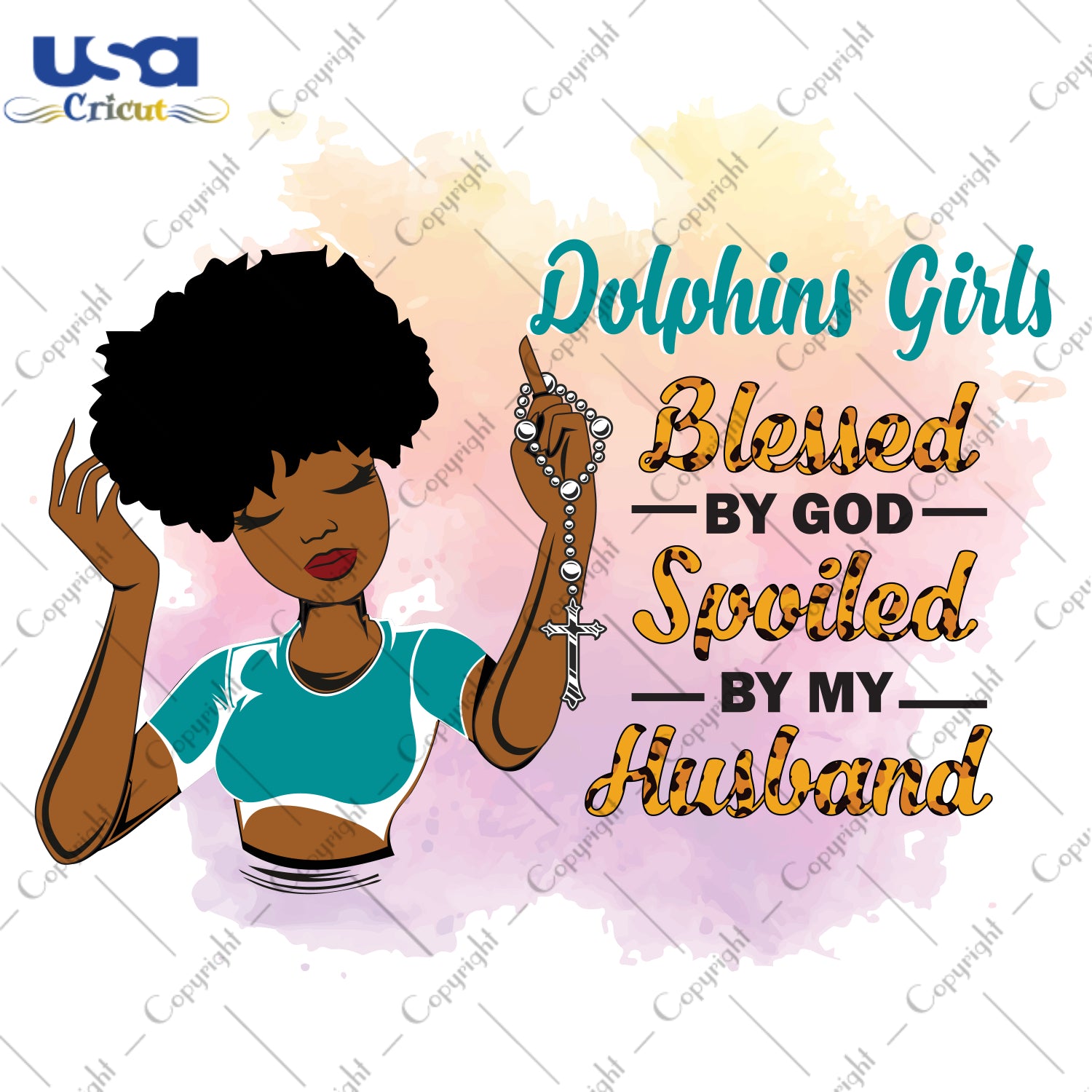 Dolphins Girls Blessed By God Spoiled By My Husband Miami Dolphins, Shirt For Black Girl Svg File Diy Crafts Svg Files For Cricut, Silhouette Sublimation Files - USA Cricut