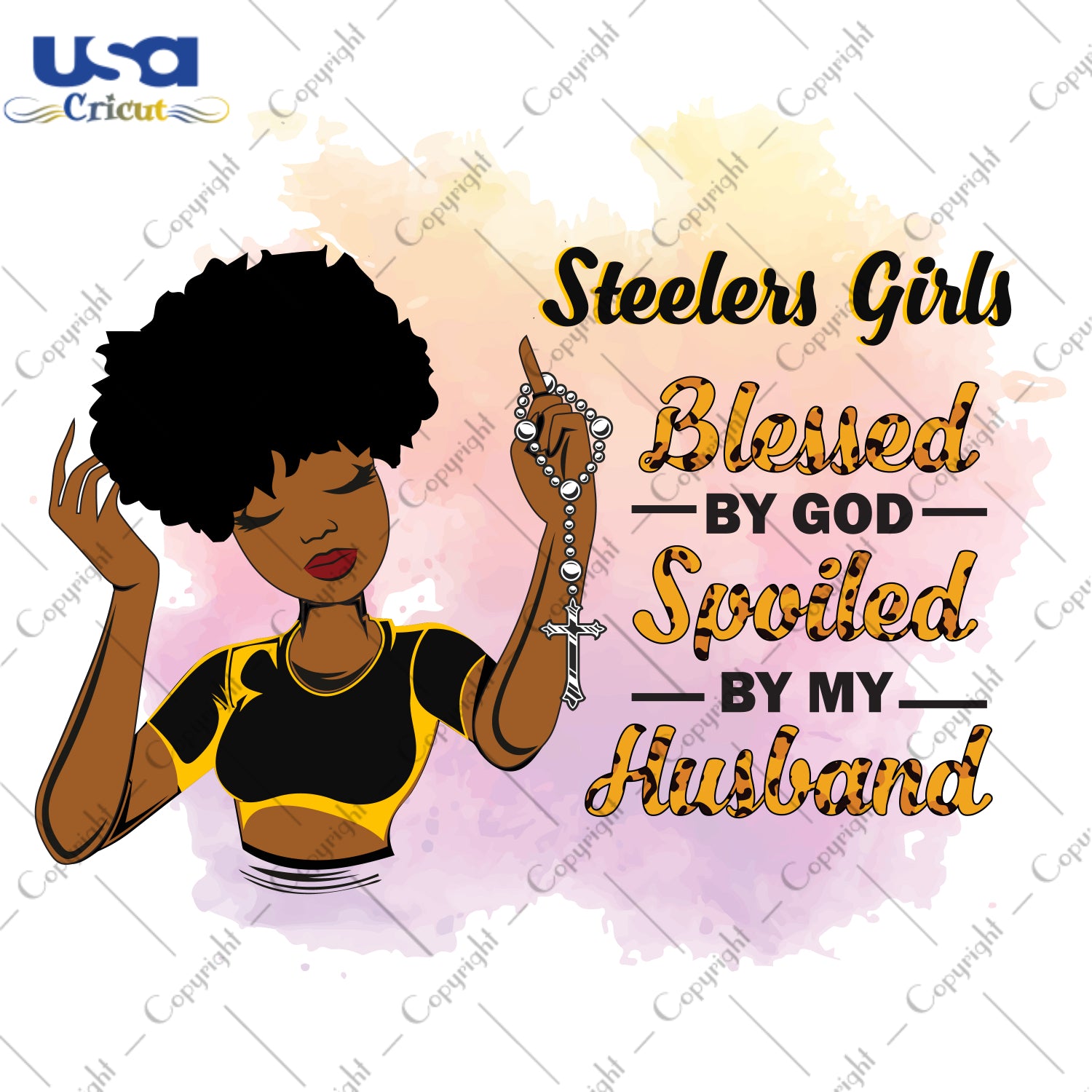 Steelers Girls Blessed By God Spoiled By My Husband Pittsburgh Steelers, Shirt For Black Girl Svg File Diy Crafts Svg Files For Cricut, Silhouette Sublimation Files - USA Cricut