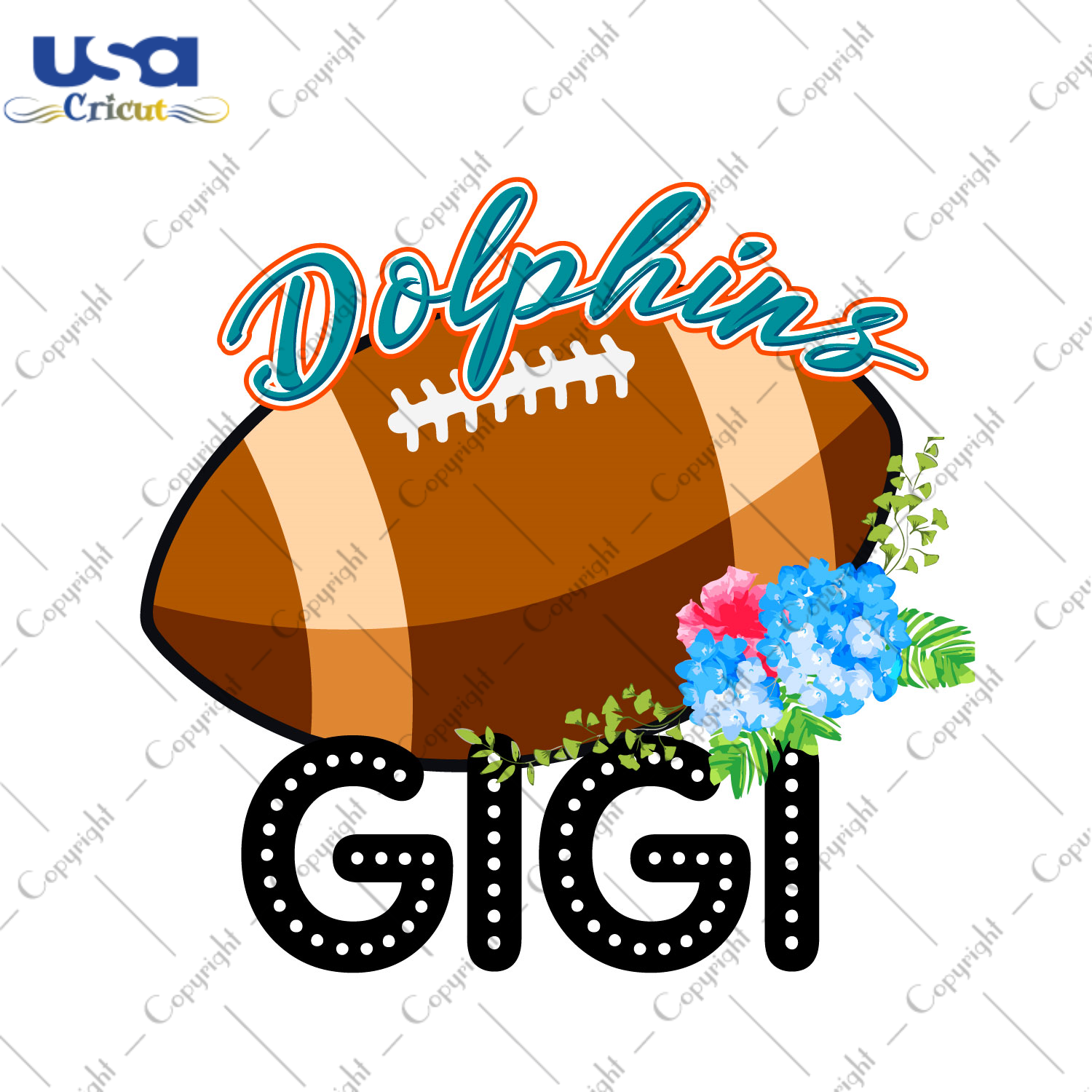 Dolphins Football Gigi Gift Diy Crafts Svg Files For Cricut, Silhouette Sublimation Files - USA Cricut