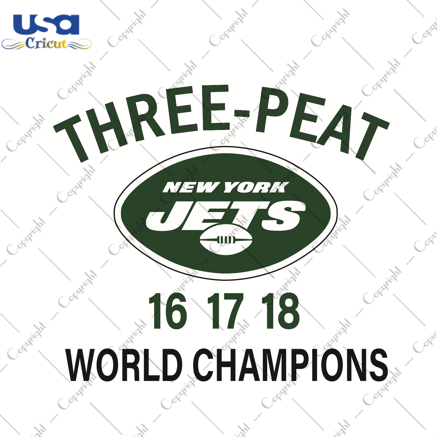 Three Peat New York Jets 16 17 18 World Champions Sport Gift Diy Crafts Svg Files For Cricut, Silhouette Sublimation Files