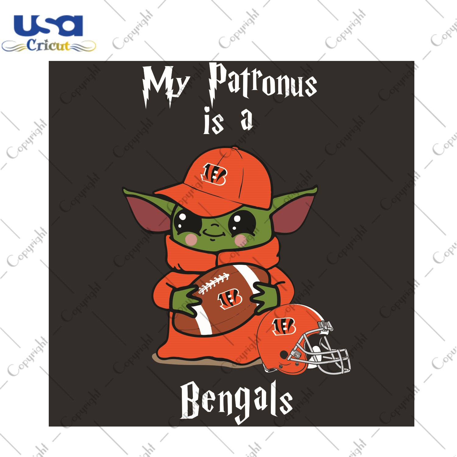 Baby Yoda My Patronus Is A Bengals Sport Gift Diy Crafts Svg Files For Cricut, Silhouette Sublimation Files