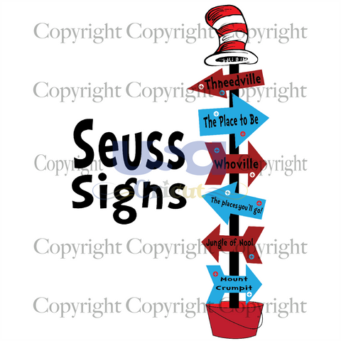 Seuss Signs, Dr. Seuss Svg, Reading Festival, SVG Cricut & Silhouette Sublimation files Instant Download Version - USA Cricut