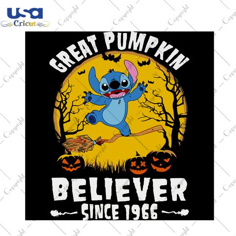 Stitch Great Pumpkin Believer Since 1966, Halloween Svg, Happy Halloween, Halloween Gift, Halloween Shirt, Halloween Icon, Halloween Vector, Nightmare Svg, Stitch Svg, Cute Stitch, Stitch Shi